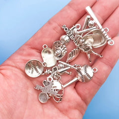 Fashion DIY Handmade Jewelry Accessories 15pcs Tibetan Silver Bracelets Necklaces Earrings Baseball Stick Pendants Wholesale