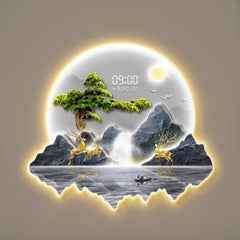 Corridor decoration painting Wall clock home decor items living room digital clock Interior Silent Kitchen decoration luxury