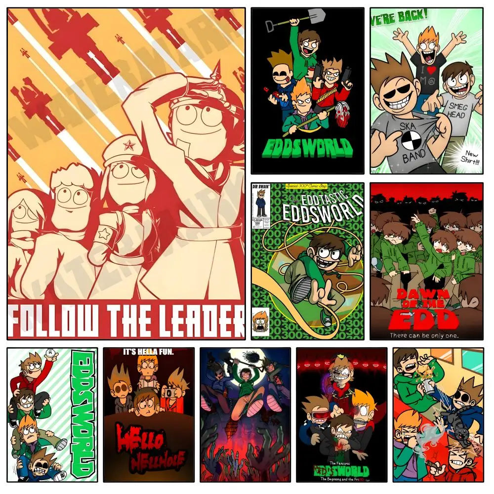Animation E-Eddsworld Edd Tom Tord Poster Waterproof HD Modern Peel And Stick Wall Decor Bedroom Living Room Dorm Office