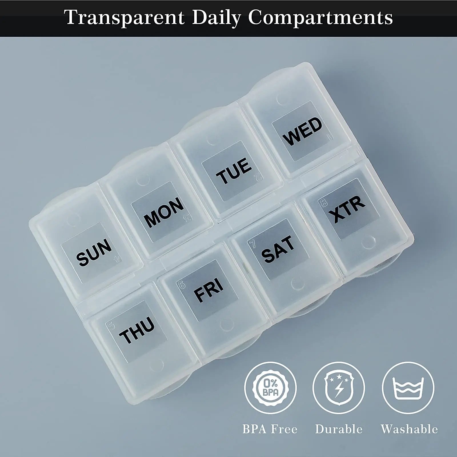 Travel Pill Organizer with Removable 7-Day Box, Stylish & Portable Case