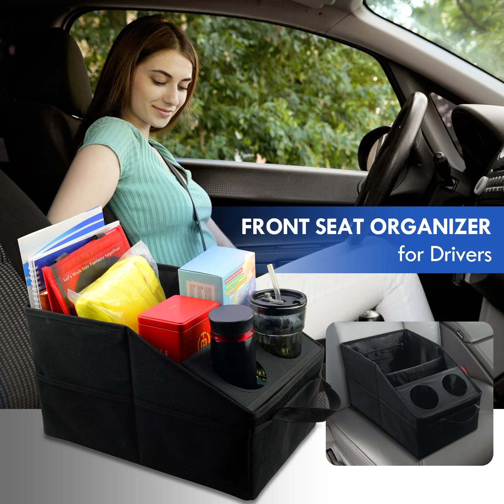 Car Trunk Organizer - Car Organizer, Foldable Trunk Organizer, Sturdy Auto Parts Organizer, Black,